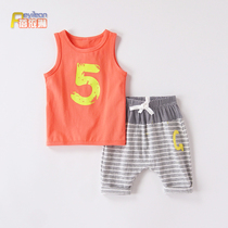 Male baby Summer vest shorts set 0-1-2-3 years old boys clothing tide modal summer male baby clothes