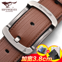 Septwolves belt mens leather pin buckle belt mens cowhide young pure brand name all-match jeans belt