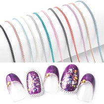 Japanese nail jewelry color chain superfine zipper nail decoration chain metal chain black and white bean paste blue purple