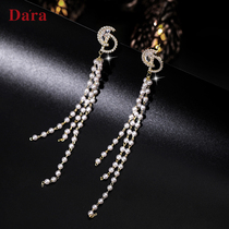 925 silver needle long tassel senior sense Net red modified face earrings Korean temperament EAR thread 2021 New Tide