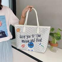 Bag Womens Large Capacity 2020 New Wave Korean version Joker Shopping Bag Graffiti Dog Tooth Bag Hand Tote Bag