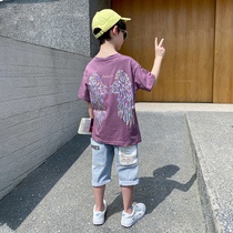 Boy short sleeve T-shirt Tide brand 2021 new summer thin Korean childrens cotton coat