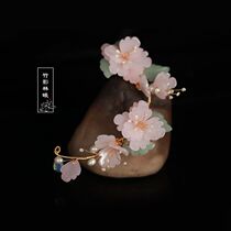 Ancient Wind Hair Accessories Clip Side Hair Crown Hairpin Hairspoon Glazed Pew Petal Hanfu Headwear Accessories Accessories Qipao Pink