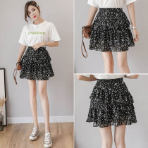 South Korea 2020 Summer new Korean version High waist irregular snowspun half body dress Lotus Leaf Side Cake Skirt Short Skirt