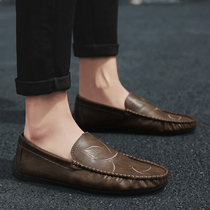 Tide brand mens Bean shoes 2020 new Korean version of Joker personality British trend summer casual leather shoes lazy shoes