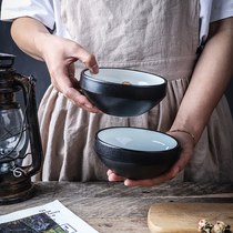 Ceramic bowl frosted black creative monk Bowl 5 inch rice bowl inside white outside Black large Zen cone cone Rice Bowl