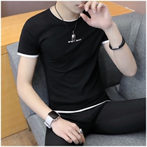 Tide brand mens short sleeve t-shirt trend Korean version cotton personality fashion body shirt half sleeve 2020 Summer new top