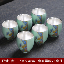 Green flower porcelain small tea cup Jingdezhen Ceramics Kung Fu Single Cup Master Cup Tea Tea Tea Bowl Tea Bowl Tasting Cup