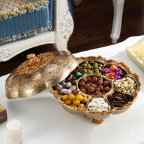 High-grade creative European-style dried fruit plate nine-square with lid living room household personalized ornaments dried fruit fruit plate decorative ornaments