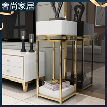 Stainless steel flower frame post-modern light luxury model room furniture living room indoor floor metal ornaments Green rose shelf