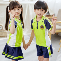 Kindergarten garden uniform Summer dress Short sleeve British style Primary school uniform Summer dress Childrens class uniform Graduation suit Summer suit