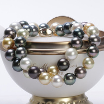 Xinru 925 silver button 10 - 11mm Morandi Tahiti Nanyang gold mixed seawater pearl necklace to send Mom