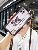 Suitable for Apple 13 Womens mobile phone shell Advanced senses hanging rope iphone13promax All-bag anti-fall silicone Tide Card Apple 11 Wristband Goddess Oblique Cross 12pro Protective Sleeve Nemesis Red