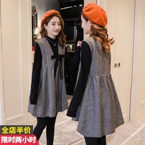 Net red maternity clothes autumn spring and autumn hot mom fashion mid-length autumn Western style out of the two-piece age-reducing dress