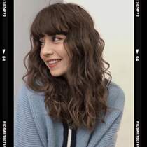 High-grade wig womens long hair net red wool roll air bangs long curly hair big waves Realistic natural full headgear