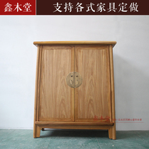 Old elm wardrobe new Chinese style porch cabinet solid wood paint-free locker shoe cabinet side cabinet modern minimalist Zen furniture