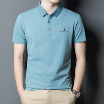 Mens short sleeve T-shirt pure cotton Summer thin section 2021 New Turnover Business Casual High-end Tide Card Polo Jersey Man