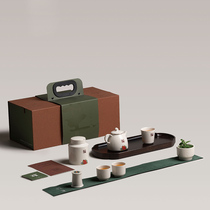 Wilderness Kung Fu Tea Set Suit Home Teapot Cover Bowl Tea Cup Chinese Ceramic High-end Light Lavish Whole Set Retro Gift Box