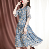 Hangzhou silk silk dress female middle-aged temperament middle-aged temperament large size belly covered Belly Belly mother long skirt summer