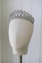 High-end rhinestone big Crown Bride wedding crown Diana with pearl pendant Noble hairband crown