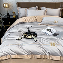 Summer light extravaganza 120 long suede cotton four pieces of pure cotton minimalist Embroidery Quilt Cover All-cotton Hotel Bed supplies 4