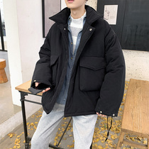 Tide brand ins winter tooling cotton clothes men Korean version of the trend loose thick cotton coat student slit bread suit