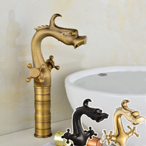 Basin washbasin European style retro antique copper toilet hot and cold faucet raised single hole basin faucet