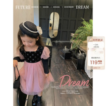 Red bean mother childrens clothing girl host dress skirt foreign style baby girl French dress childrens skirt autumn clothing