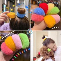 Thick towel hair ring wide rubber band plate hair lashing head rope black color large wool seamless hair rope jewelry