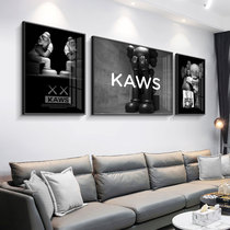 kaws doll Tide brand triple hanging painting light luxury high-end living room decoration painting modern simple sofa background wall mural