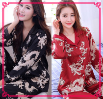 Middle aged woman wearing pyjamas suit pure cotton spring slim full cotton ice silk long sleeve new womens spring money