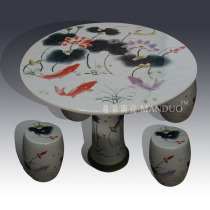 Jingdezhen hand-painted lotus environmental protection ceramic porcelain table Fashion high-end campus landscaping garden table set