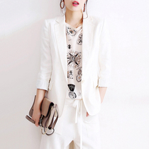 Cotton and linen blazer womens spring and summer 2021 New Korean chic white small suit casual linen top