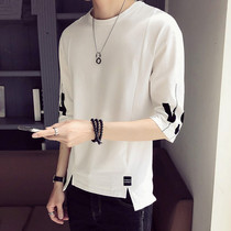 Mens short sleeve T-shirt summer New loose Half sleeve casual top solid color trend ins Wind seven-point sleeve clothes