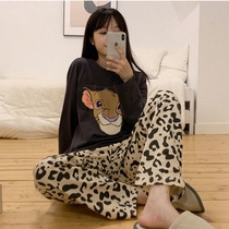 Cartoon cute pajamas womens spring and autumn long-sleeved BAO WEN trousers Korean version can be worn outside the suit net red with the same home clothes winter