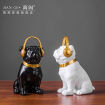 Creative home modern Bulldog small ornaments wine cabinet living room bedroom model room Bulldog soft decoration crafts