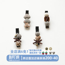  w846 Retro small cloth plaid~Elegant side clip hairpin~Hair accessories Bow headdress Hair accessories bangs clip top clip