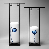 Modern new Chinese style creative hand-painted wrought iron ceramic ornaments Hotel model room exhibition hall Entrance soft decoration