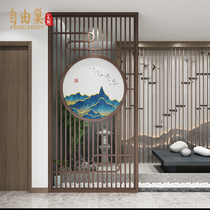 New Chinese light luxury solid wood fence hollow screen hotel Hall private partition living room entrance background wall screen