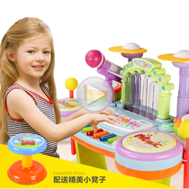 Baby music fountain girl electronic piano toy 1-3 years old can play multifunctional children with microphone toy piano