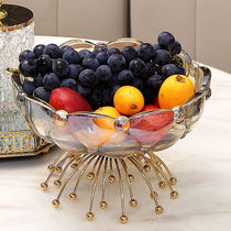 Creative simple light luxury crystal glass fruit plate Nordic ins style living room coffee table restaurant tall snack fruit basket