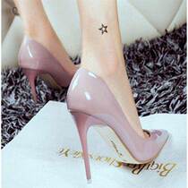 Sexy patent leather high heels womens 2019 new black professional work shoes all-match stiletto pointed toe shoes women