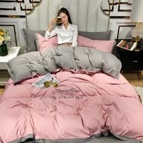 Bedding four-piece set cotton cotton high density water washing cotton wide edge embroidery sheet quilt cover printed embroidery