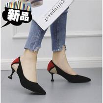  Cat n heels 2019 new autumn low-heeled shallow mouth color matching pointed thin-heeled high heels single shoes work shoes women 3cm