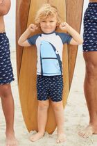 (Spot) British Boy Clothing Next Boy Blue Shark Three-dimensional Pattern Split Swimsuit Swimsuit Suit