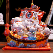 Fortune boat lucky cat ornaments opening cashier boat rudder town house praying ceramics housewarming ceremony home accessories