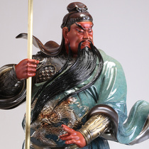 Guan Gong pure copper ornaments Guan Diwu God of Wealth bronze sculpture High temperature coloring Buddha statue Guan Erye Statue craft collection