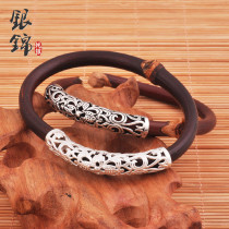 925 sterling silver DIY accessories Hollow elbow chicken blood vine King Kong Rattan wood silver bracelet Handmade string beads spacer beads jewelry