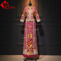 Big Five Fu hand embroidered dragon and phoenix gown skirt 2021 New Xiuhe clothing Bride wedding Chinese style autumn