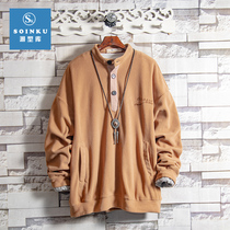 Autumn and winter sweaters mens Korean version of the trend plus velvet thickened winter tops teen student outerwear soinku3